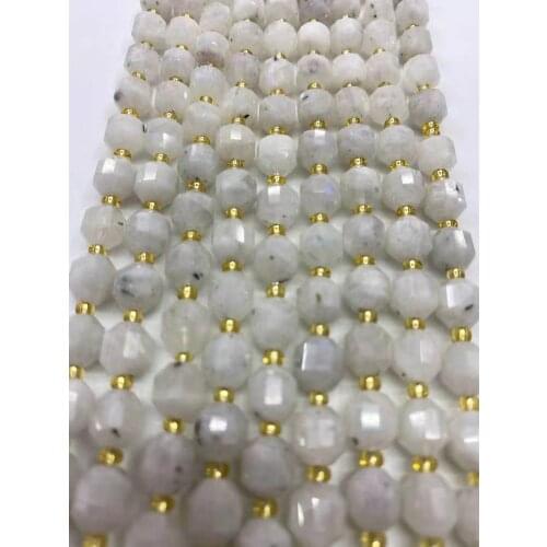 Natural blue moon lantern beads faceted cut corner beads DIY crystal semi-finished accessories accessories 38 cm long