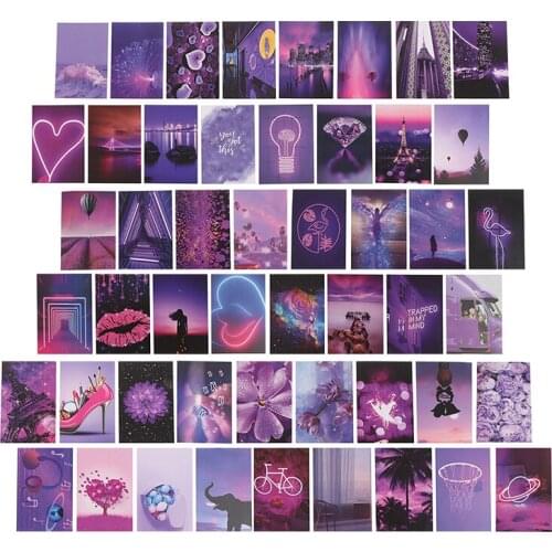 50Pcs Neon Wall Collage Dorm Decor for Teen Girls Wall Art Beach Collage Poster Room Decorations