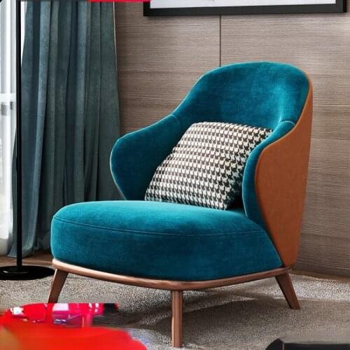 TT Nordic Fabric Single-Seat Sofa Chair Solid Wood Wingback Chair Modern Simple and Light Luxury Creative Minimalist Designer