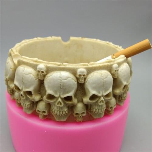 Skull Ashtray Cement Mold Silicone Mold Gypsum Chocolate Candle Soap Candy Mould Kitchen Baking Free Shipping