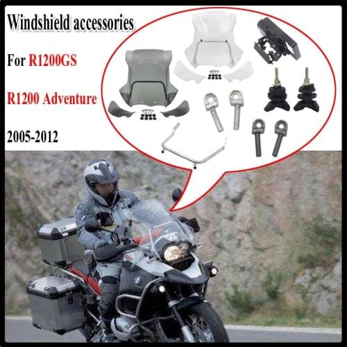 For BMW R1200GS Adventure 2005-2012 2007 2006 Motorcycle ABS Plastic Front Windshield + Side WindScreen Deflectors R 1200 GS