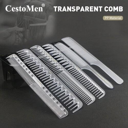 CestoMen Clear Hair Cutting Comb Stylist Barber Thin Comb Barbershop Professional Haircut Tool Oild Head Styling Tools For Men