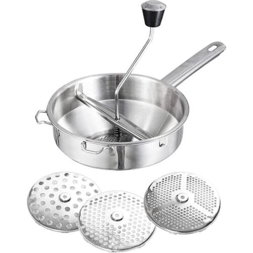 Rotary Food Mill Potato Ricer with 3 Interchangeable Disks, Great for Making Puree or Soups of Vegetables, Baby Foods