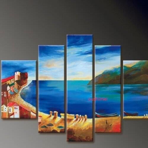 Hand Painted Free Shipping Oil Painting For Living Room Decor Canvas Painting Modern Picture Seascape Art Landscape No Framed