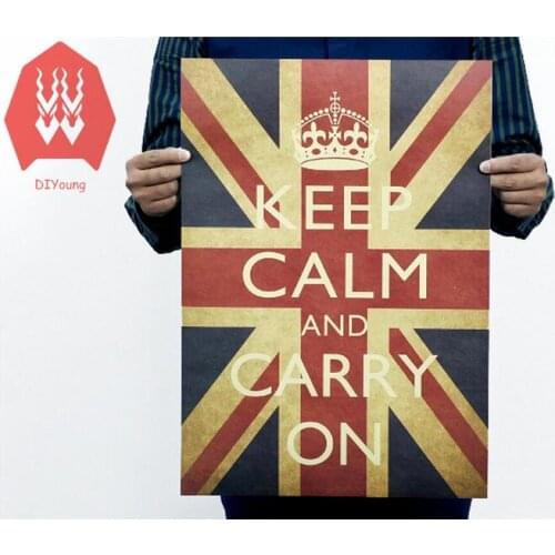 Keep Calm and Carry On Poster Wall stickers British World War ii war mobilization vintage kraft paper