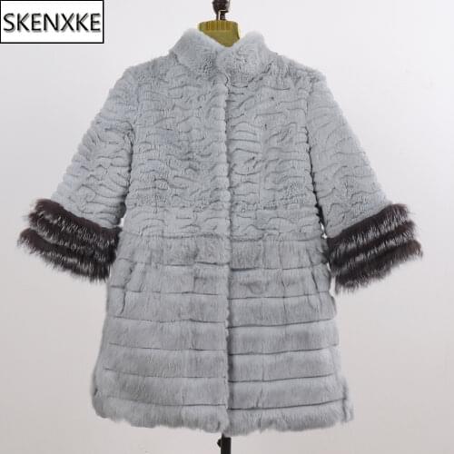 SKENXKE Long Fur Coats