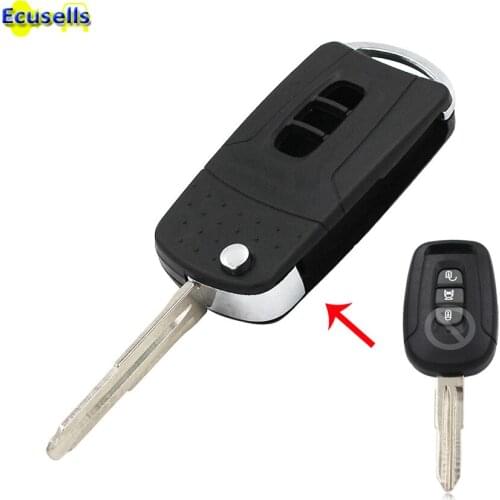 Flip Folding Remote Key Shell Case For Chevrolet Captiva 3 Buttons + Uncut blade