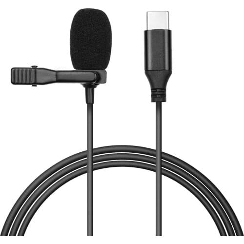 Omni-directional Condenser Lavalier Microphone with Foam Windshield 3m Cable Compatible with Type-C Smartphone Tablet Laptop
