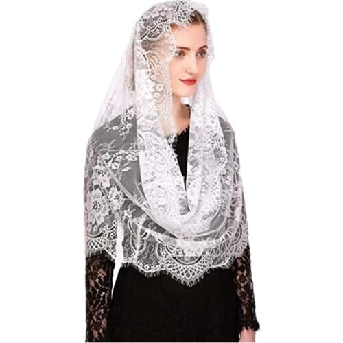 Spanish Chapel Veil Lace Vintage Inspired Floral Infinity Mantilla Veils Latin Mass Head Covering