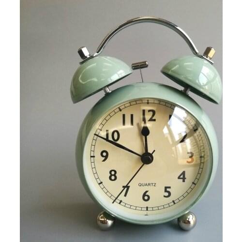 Japanese and Korean Metal Alarm Clock Mute Bedroom Bedside Clock Students Get up European-Style Cute Simple