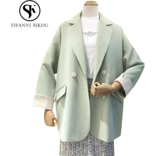 Plus Size Women Blazer Fashion High quality Blazers Jacket Loose Long sleeve Suit Jackets 2020 Spring Office Casual Blazer Coat