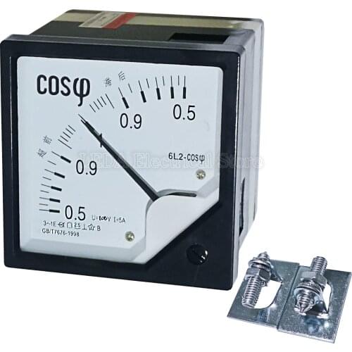 1Pcs 6L2 AC Analog COS Power Factor Meter 5A 6L2-COS Panel meter AC100V 220V 380V Electric Power Factor Meters