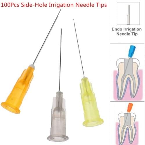 100Pcs Sterile Endodontic Irrigation Needle Tips Plain Ends Notched Syringe Tool