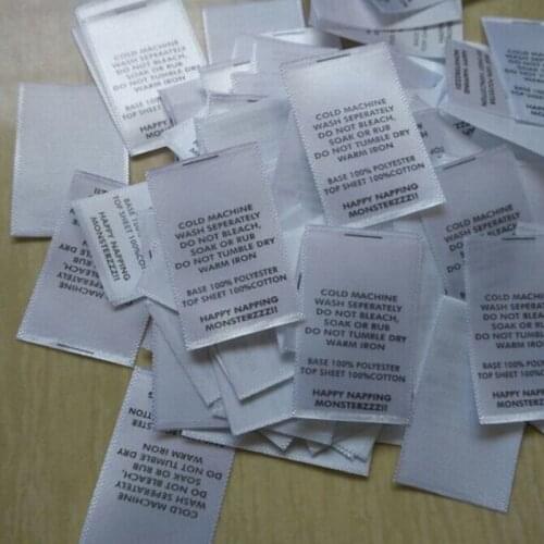 1000 pcs , 2.5 * 4 cm Custom White ribbon cloth washing labels single layer print care label