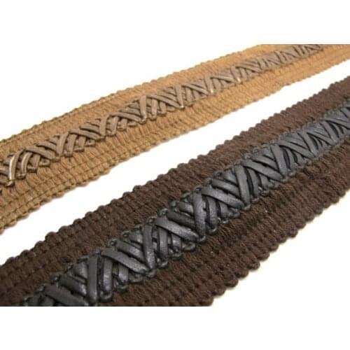 2 Inches Faux Leather Woven Trim|Gimp Trim|Braided Trim|PU Leather|Belt Straps|Bag Edging Trim|Hollow Ribbon