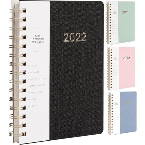 2022 Diary Planner Spiral Ring No Ink Bleeding Fine Texture 12 Months Spiral Organizer Notebook School Supplies