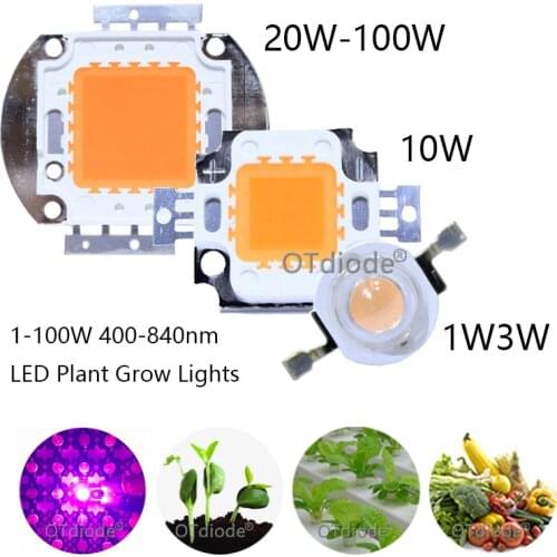 400nm-840nm Full Spectrum Grow Light 1W 3W 10W 20W 30W 50W 100W High Power LED COB Beads 45mil Bridgelux Chip For Plant Grow