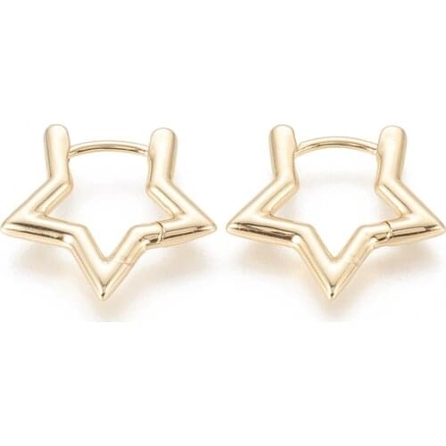 5 Pairs Brass Huggie Stud Earrings Real 18K Gold Plated Oval Star Heart Hoop Earring for Women Fashion Jewelry Accessories