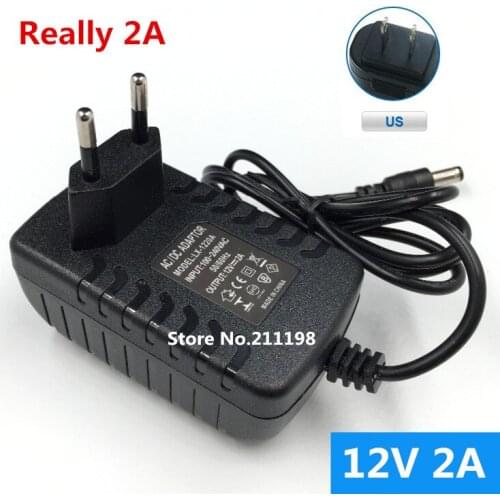 US Plug DC12V 2A 12W AC100V-240V Converter Adapter Adapter 2000mA Power Adapter US Plug 5.5mm x 2.1-2.5mm for LED Lamp