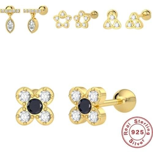 Canner 925 Sterling Silver Stud Earrings For Women 2020 Luxury Zircon Pendientes Aretes De Mujer Fine Jewelry For Party Piercing