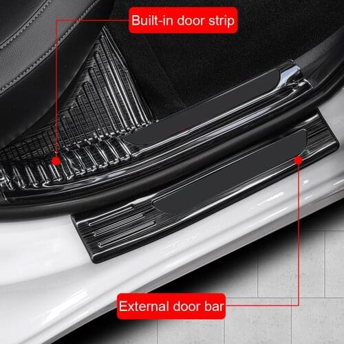 Car Accessories for Hyundai Elantra Avante CN7 2020 2021 2022 Stainless Steel Inner & Outer Door Sill Scuff Plate Trim 8pcs