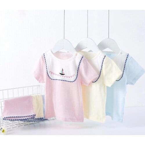 Bornbay 2 Pieces baby clothes set 3 colors summer short sleeve t-shirt+pants suit 100% cotton for kids clothes unisex