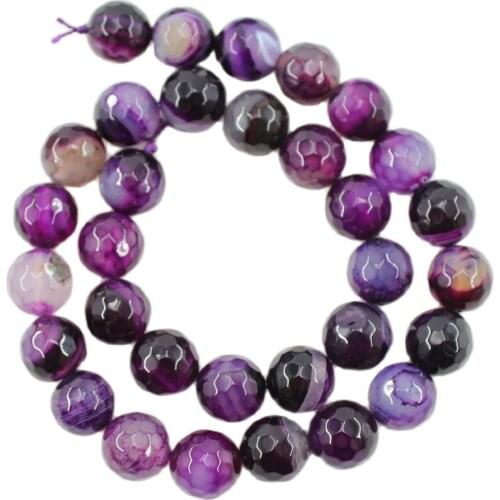 APDGG Natural Stone 12MM Faceted Round Purple Agate Loose Beads 15" Strands For Necklace Bracelet Jewelry Making DIY
