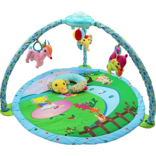 Baby Play Mat Crawling Music Game Exercise Sleep Pad with Rattle Animal Doll rotating sky Pillow Lighting Telling Story Song