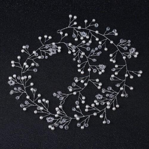Long Luxury Crystal Soft Chain Headdress Wedding Hair Accessories Gorgeous Beaded Hairbands Bride Pearl Headpieces
