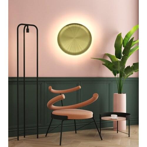 Creative copper color disc lamp bedroom ceiling lamp bedside wall lamp living room lamp dining room lamp front and rear lighting