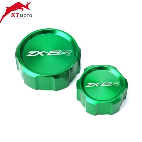 Motorcycle CNC Aluminum Rear & Front Brake Fluid Reservoir Cap Cylinder cover For Kawasaki Ninja ZX6R 636 ZX-6R 2007-2016