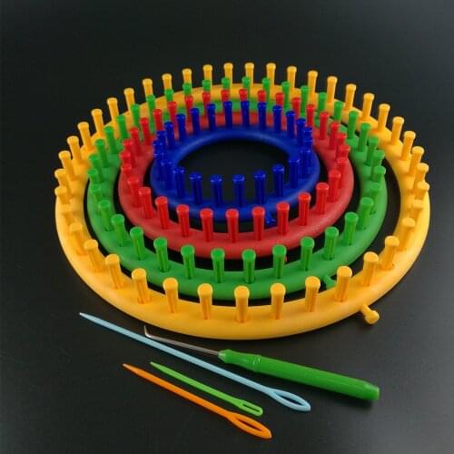 Hot Selling 1 Set Classical Round Circle Hat Knitter Knitting Knit Loom DIY Craft Tool Kit 4 Size with Needle Sewing Accessories