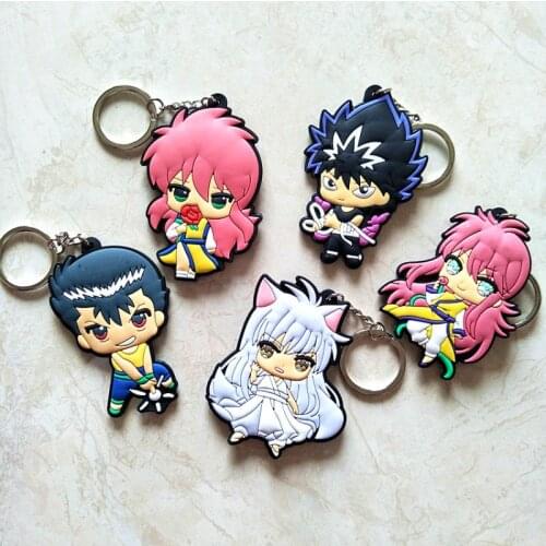 Hot Sale DIY Handmade Pvc Keyfob Figure Chain Japan Anime Keychain Cartoon Keyring YuYu Hakusho Llavero Bag Car Pendant Chaveiro