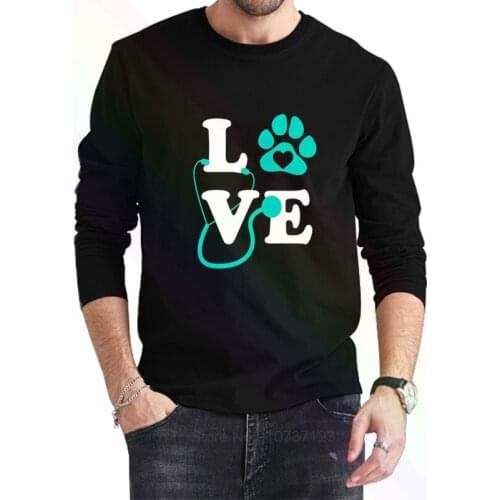 LOVE Veterinary Medicine Logo Classic Black T-Shirt 2021 Newest Summer Mens Long Sleeve Popular Tees Shirt Tops Novel Unisex