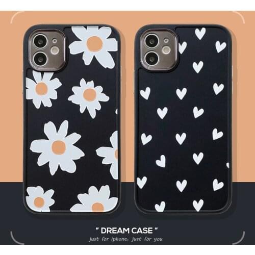 Fashion Flower Love Heart Case For iPhone 12 Pro Max Mini 7 8 Plus XS X XR 11 Pro Max SE 2020 Soft Silicone TPU Phone Cases
