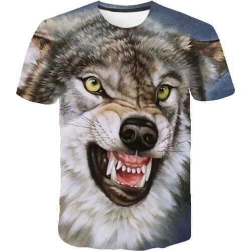 Man T Shirt Short Sleeve Print Wolf Graphic T shirts Summer Short Sleeve Fashion Street Wear Oversized Shirt Male Tops 2021 New