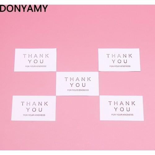 DONYAMY 120pcs 4x2.3cm White Thank you Seal Sticker Baking Package Sealings