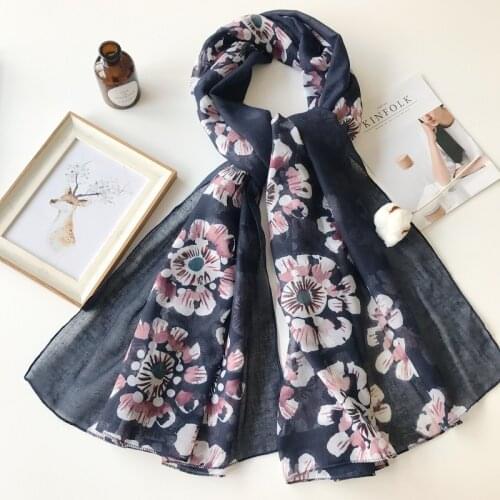 2021 Newest Women Floral Printed Pattern Cotton Scarf Shawls Wraps Hijabs