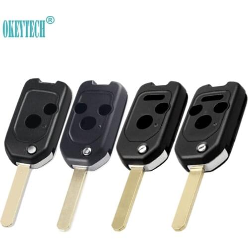 OkeyTech 2/3/4 Buttons Modified Flip Remote Car Key Shell Fob For Honda Fit Civic CRV Jazz HRV Accord Pilot Replacement Key Case