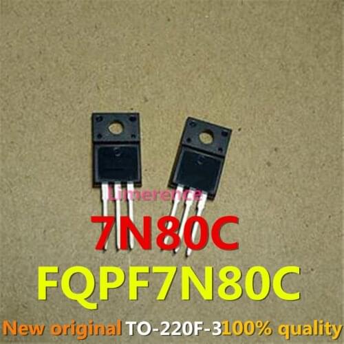 100% nuevo 50 unids/lote original MOSFET FQPF7N80C TO-220F 7N80 7A 800V FQPF7N80 Transistor