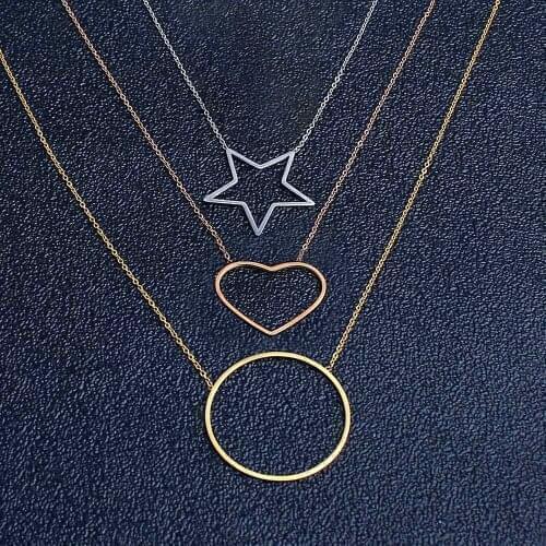 SHE WEIER stainless steel chain choker best friends pendant round necklace women chocker neckless