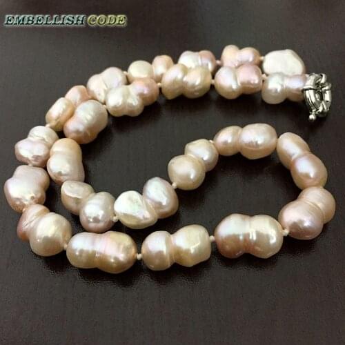 Selling well Baroque keshi style Peanut shape real freshwater pearls statement necklace peach light pink fine jewelry Special