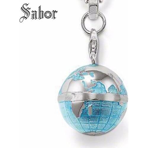 Silver color Blue Globe Earth Necklaces Pendants Fashion Jewelry Good Gift Necklace & Pendant for Women Girls thomas jewellery