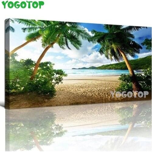Full Square 5D DIY Diamond Painting Beach sea coconut tree Scenic Embroidery Mosaic Cross Stitch Rhinestone Painting YY4639