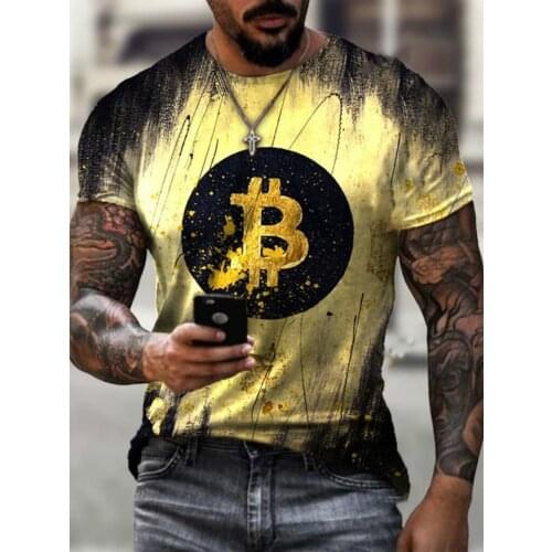 Bitcoin print shirt mens short-sleeved casual T-shirt fashion summer popular quick-drying 2021 new arrival hot item