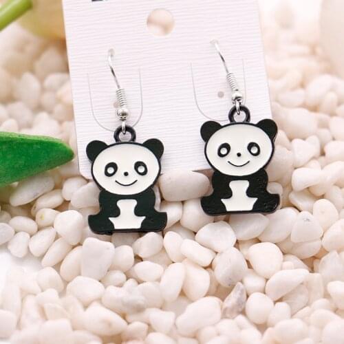 Earrings - Cute And Interesting Cartoon Panda Head Shape Enamel Earrings Sweet Girl Childrens Gift Stage Performance Props