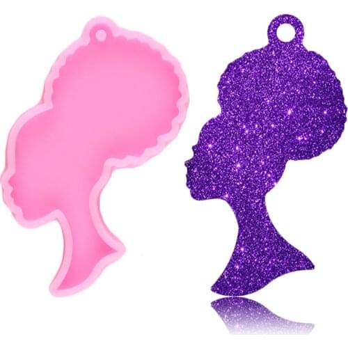 Super Glossy Woman Explode Head Silicone Mold Keychain Making Molds Epoxy Resin Necklace Charms Jewelry Custom Keychains Mould