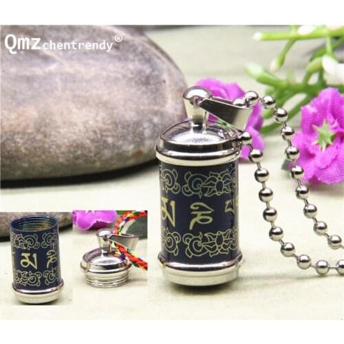 Titanium Buddhism Memorial Jewelry Six Word Rotatable Pendant Sanskrit Amulet Tube Ash Urn Necklace Men Openable Storage Case