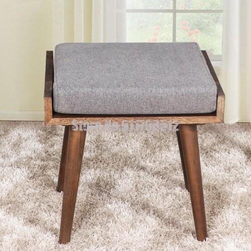 Pure solid wood dressing stool Nordic modern minimalist fashion makeup stool white oak bench low stool household shoe changing s