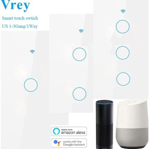 Vrey US ST Smart Touch Switch,APP Wireless Remote Light touch Wall Switch,interruptor touch switch,Works With Alexa Google Home